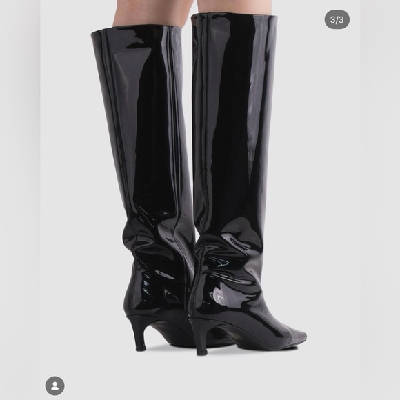 L'INTERVALLE Glossy Black Knee-High Boots - Picture 3 of 7